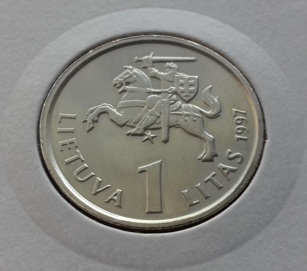 1997 1 litas "Lietuvos bankui ir litui 75" (Jurgutis) - Image 2