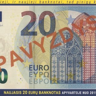 20 eurų atpažinimo lankstinukas