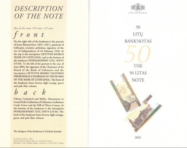 2003 50 litų lankstinukas