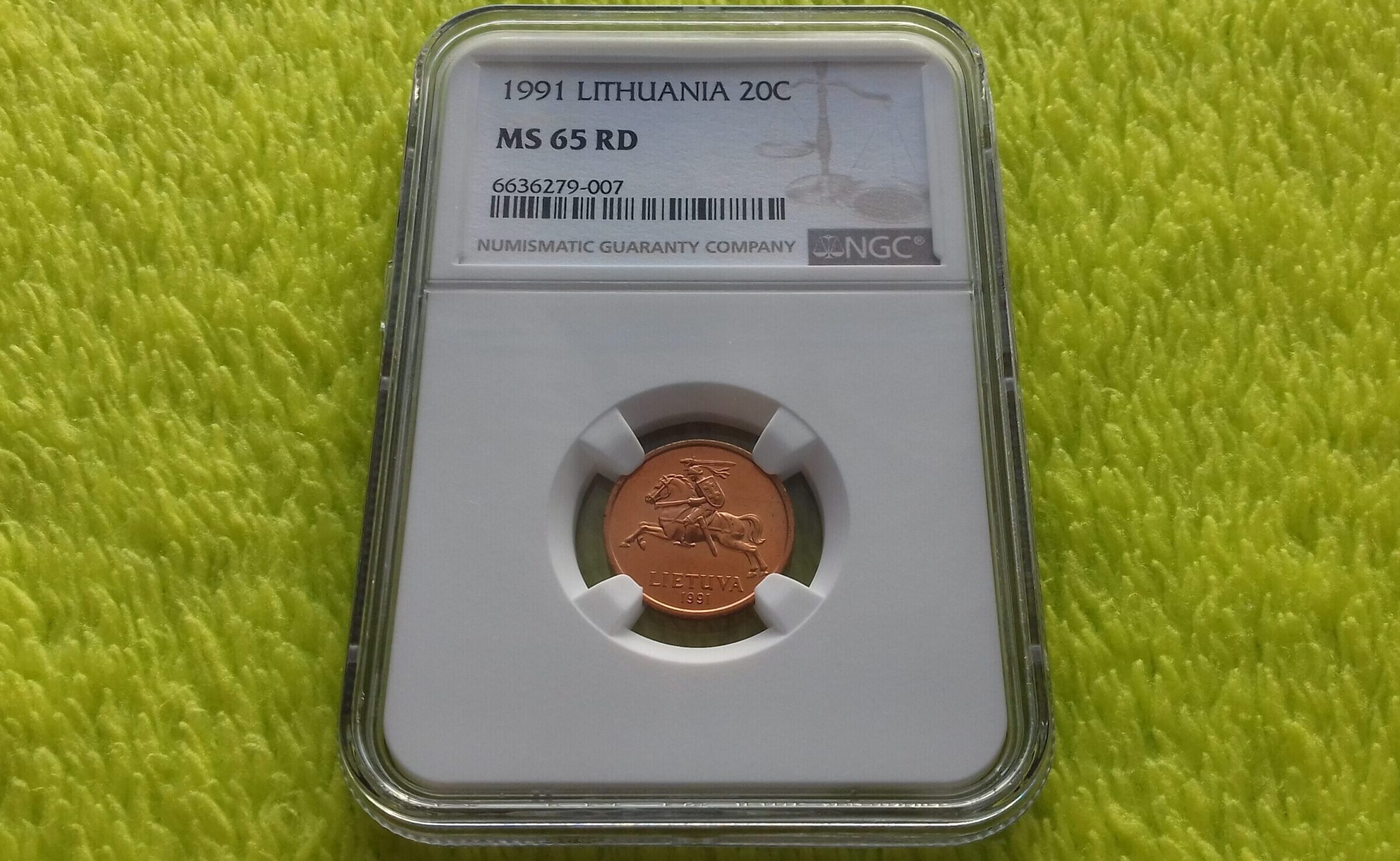 1991 20 centų MS 65 RD