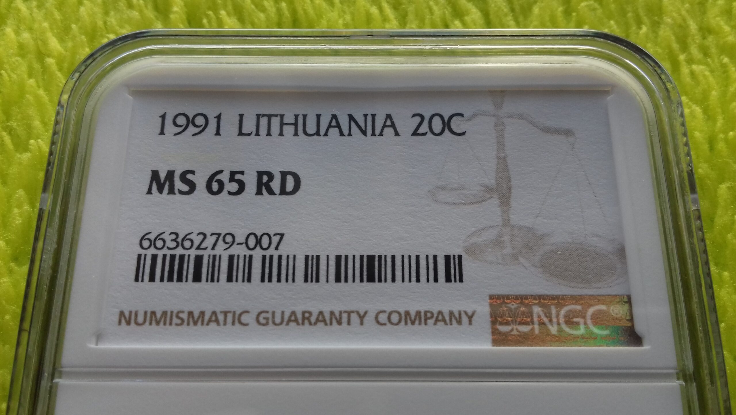 1991 20 centų MS 65 RD - Image 2
