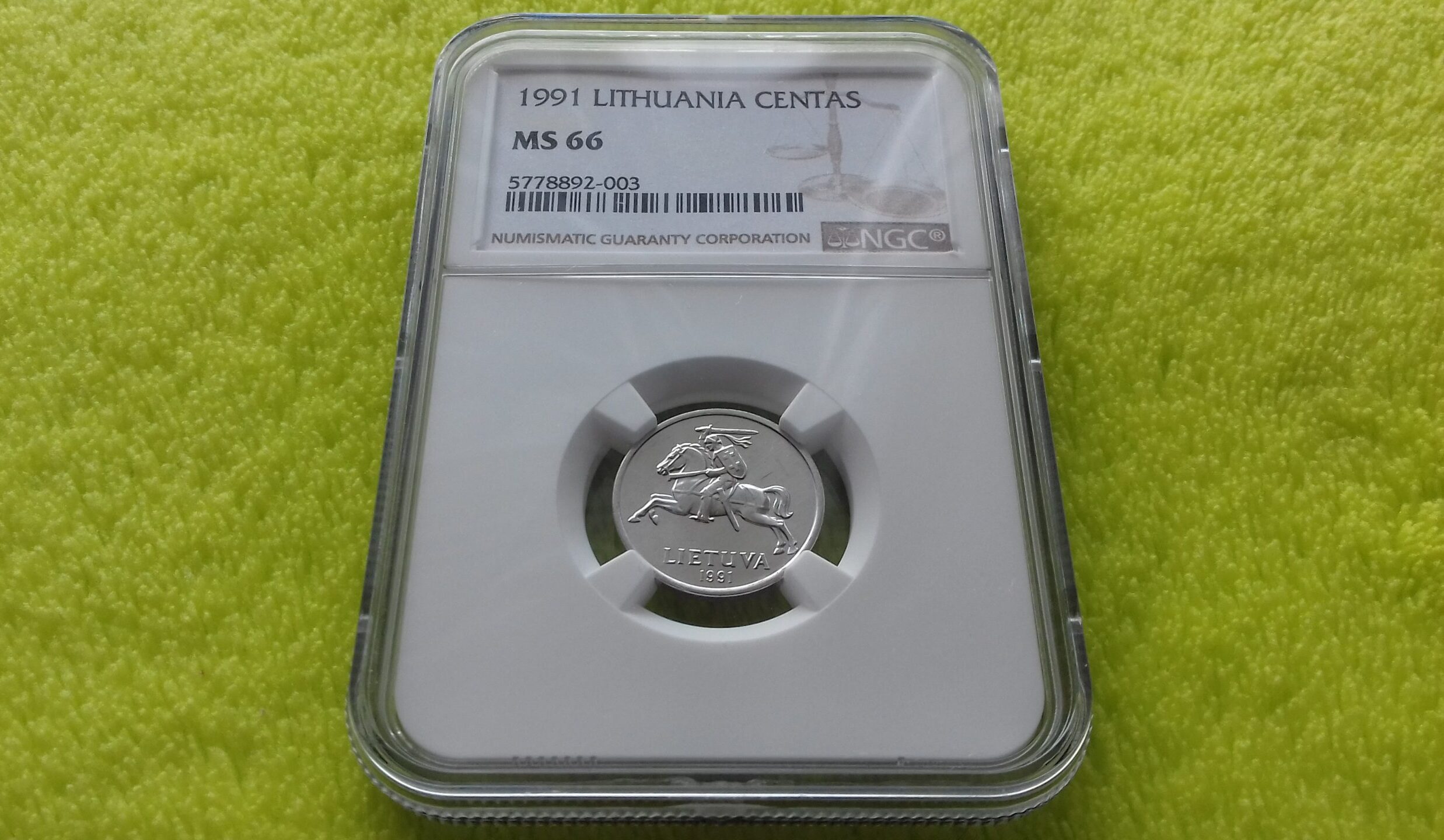 1991 1 centas MS 66