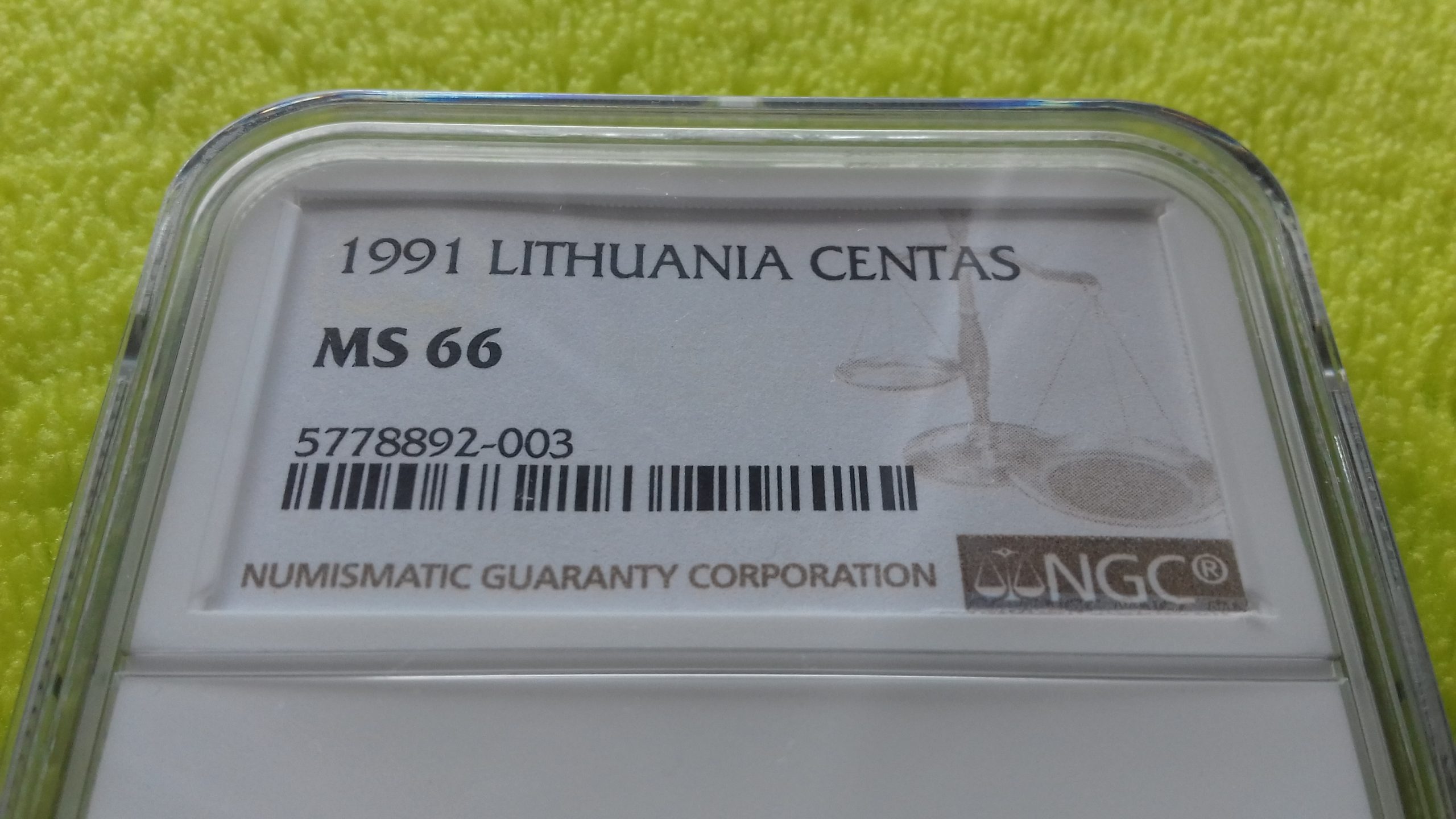 1991 1 centas MS 66 - Image 2