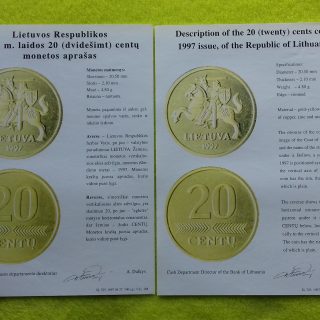 1997 20 ct. monetos lankstinukas