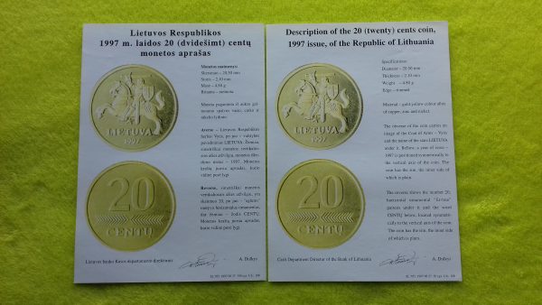 1997 20 ct. monetos lankstinukas