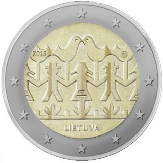 2018 2 € moneta, skirta Dainų ir šokių šventei (įrašytai į UNESCO Reprezentatyvųjį žmonijos nematerialaus kultūros paveldo sąrašą)