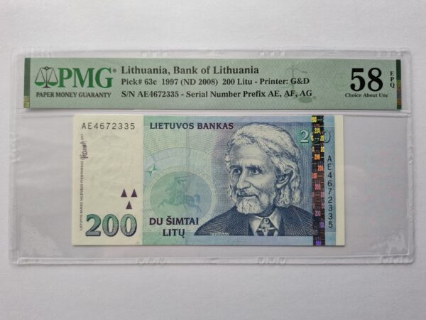 1997 200 litų aUNC 58