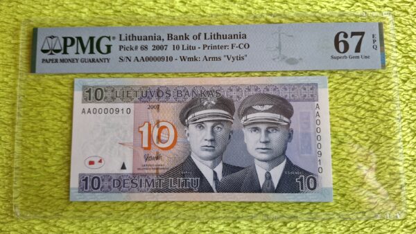 2007 10 litų UNC 67