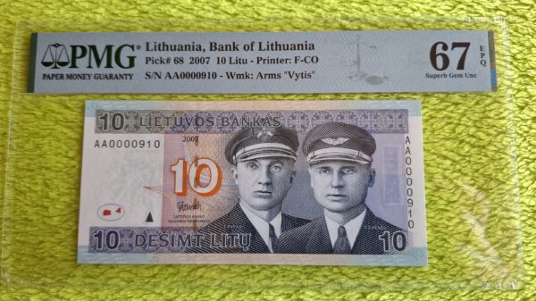 2007 10 litų UNC 67 - Image 3