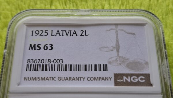1925 2 latai MS 63 - Image 2