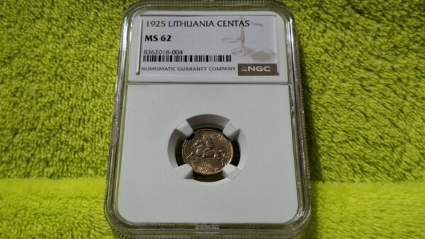 1925 1 centas MS 62