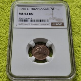 1936 1 centas MS 63 BN