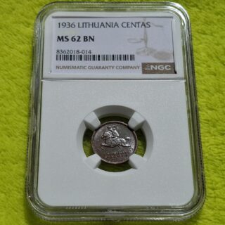 1936 1 centas MS 62 BN