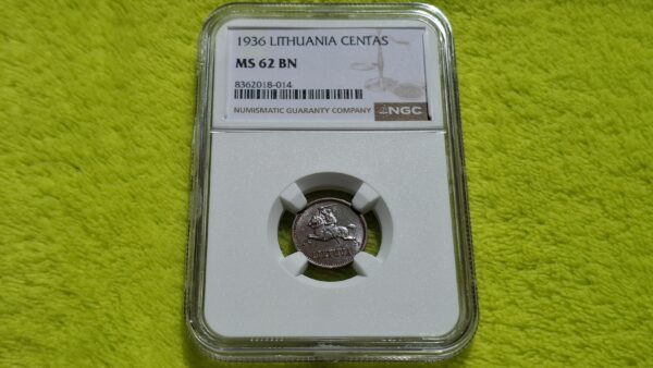 1936 1 centas MS 62 BN