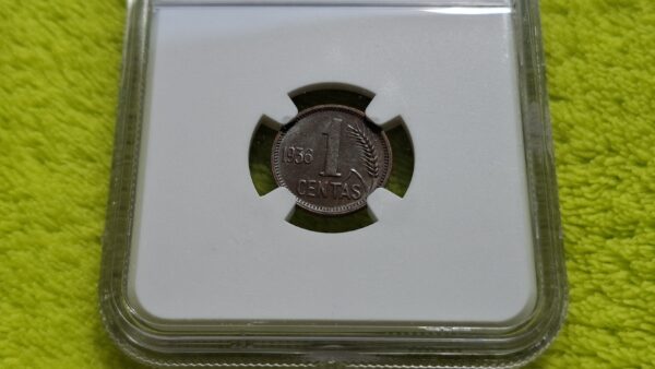 1936 1 centas MS 62 BN - Image 6