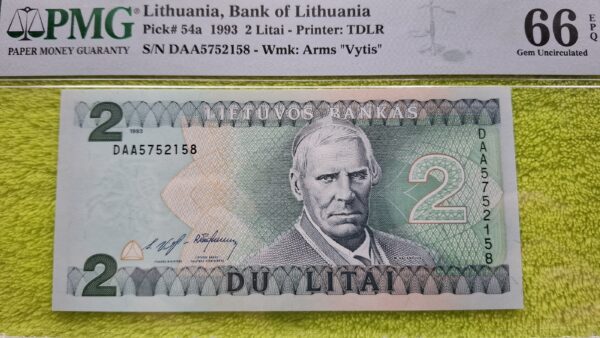 1993 2 litai UNC 66 - Image 3