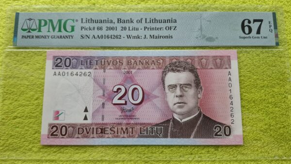 2001 20 litų UNC 67