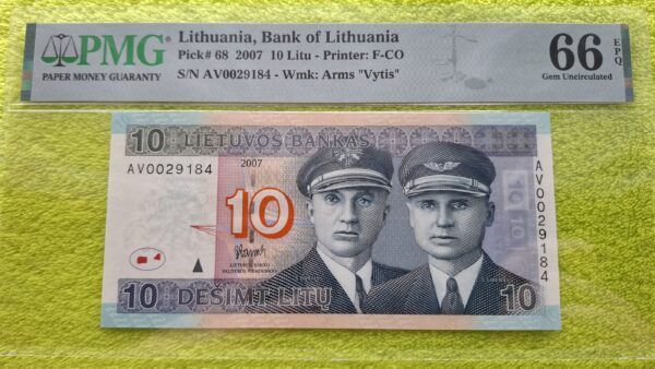 2007 10 litų UNC 66