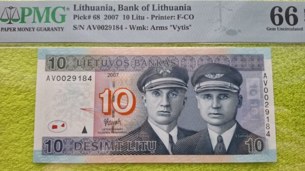 2007 10 litų UNC 66 - Image 3