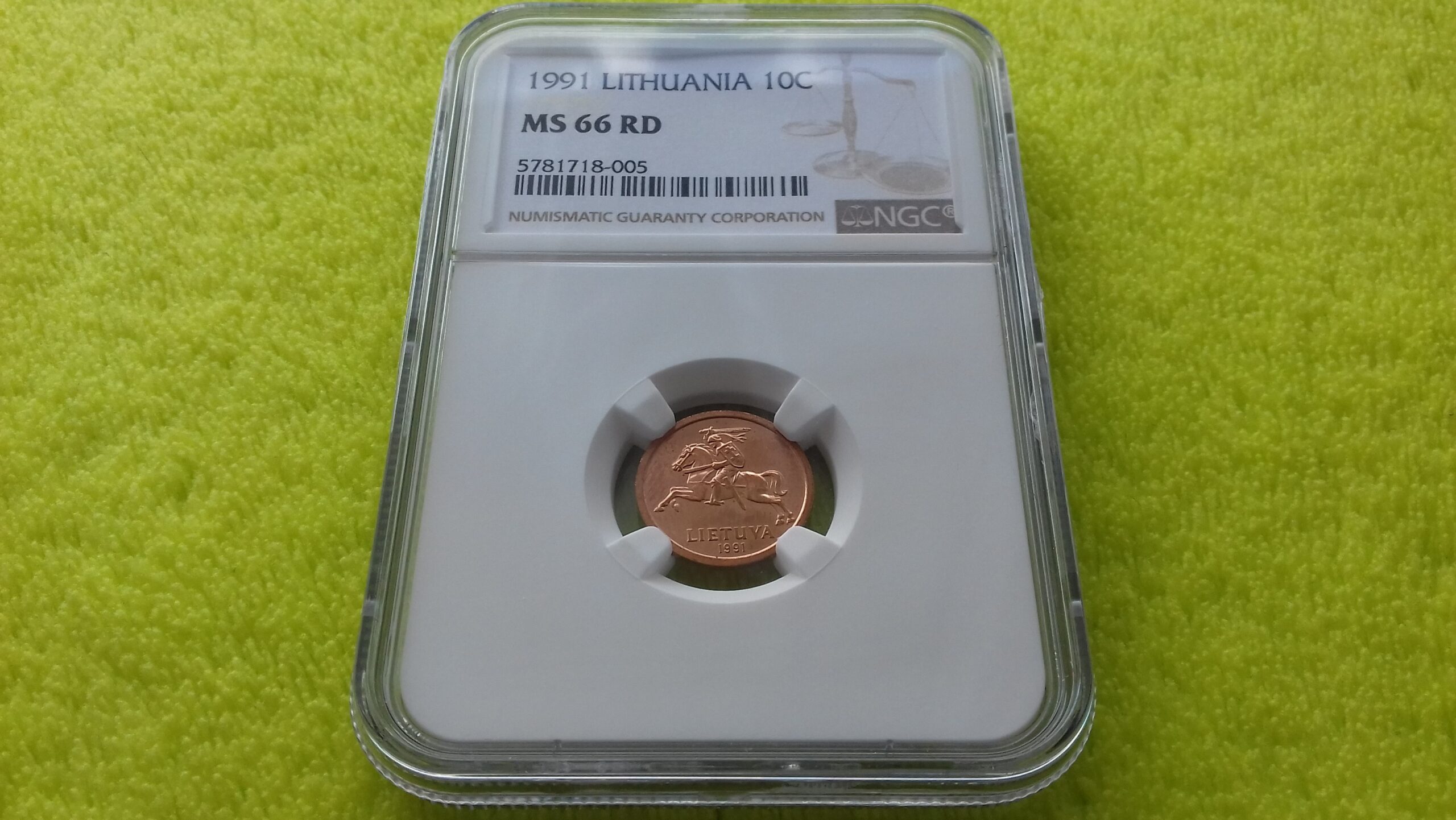 1991 10 centų MS 66 RD