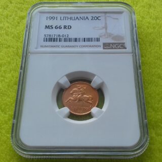 1991 20 centų MS 66 RD