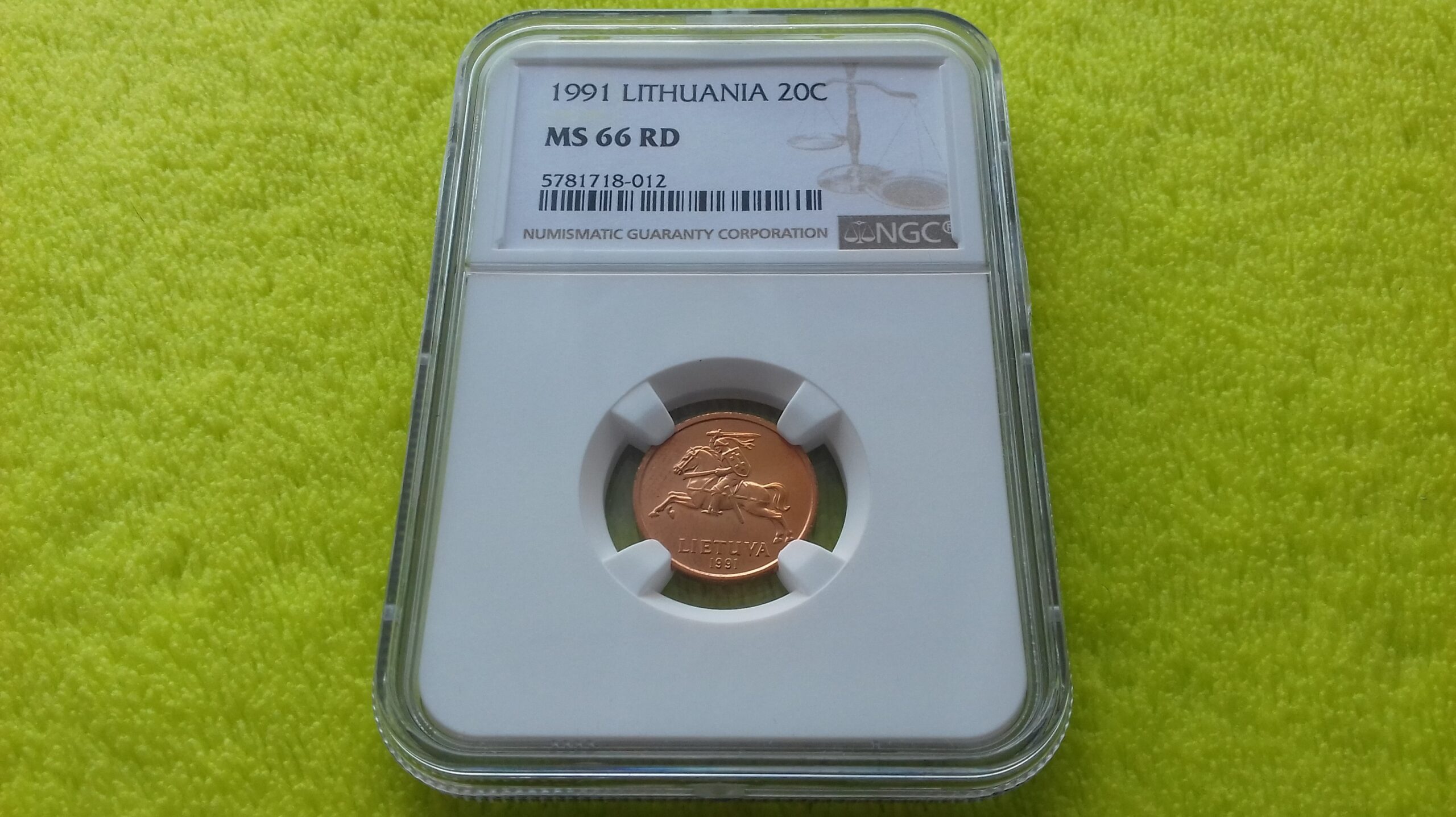 1991 20 centų MS 66 RD