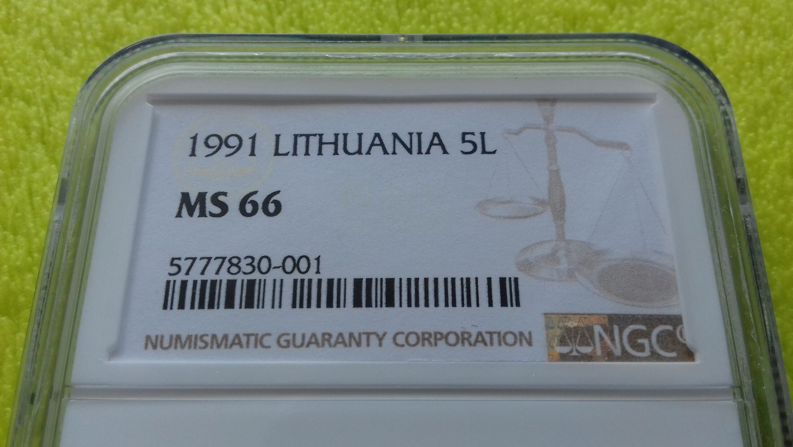 1991 5 litai MS 66 - Image 2
