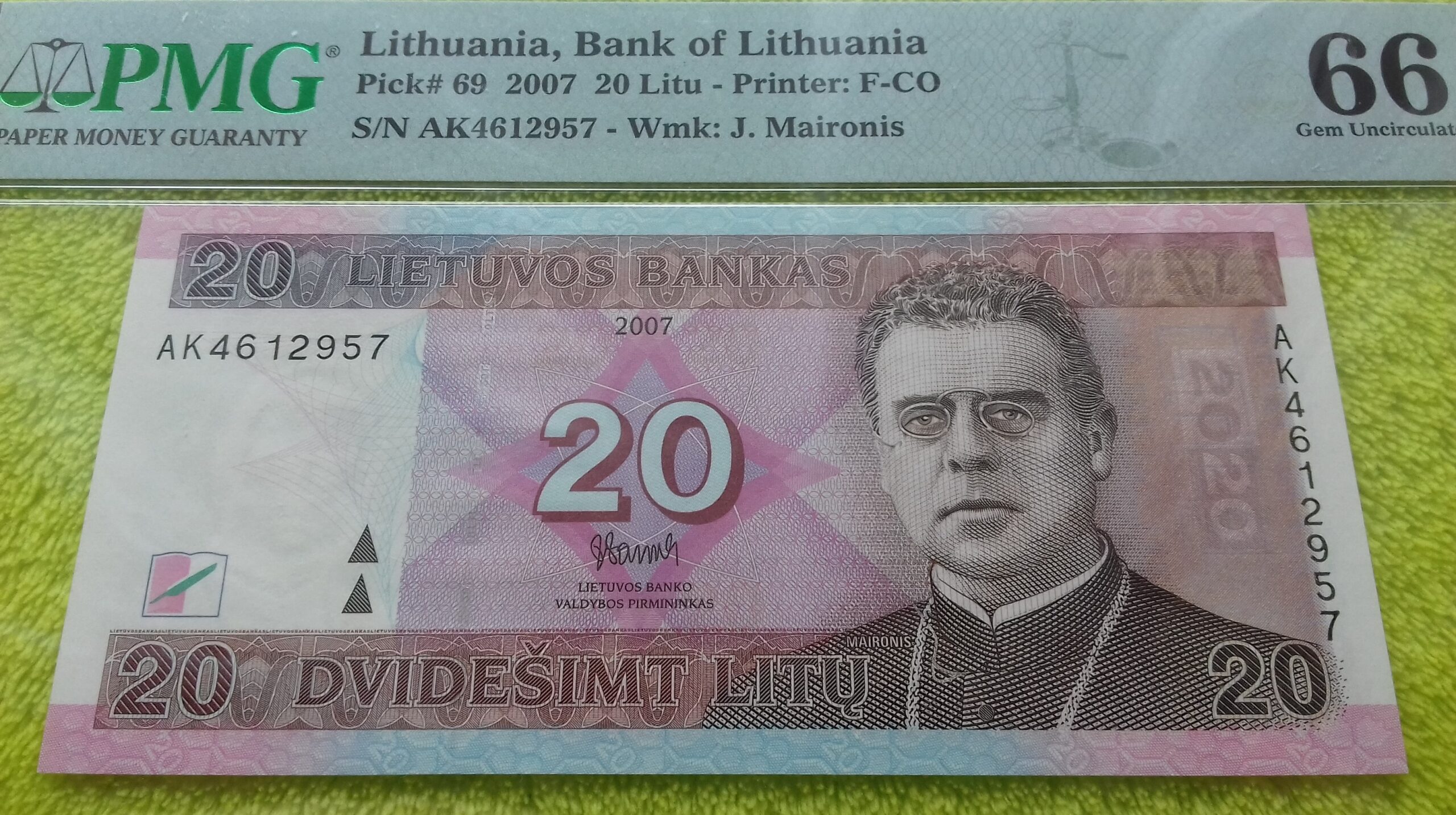 2007 20 litų UNC 66 - Image 2