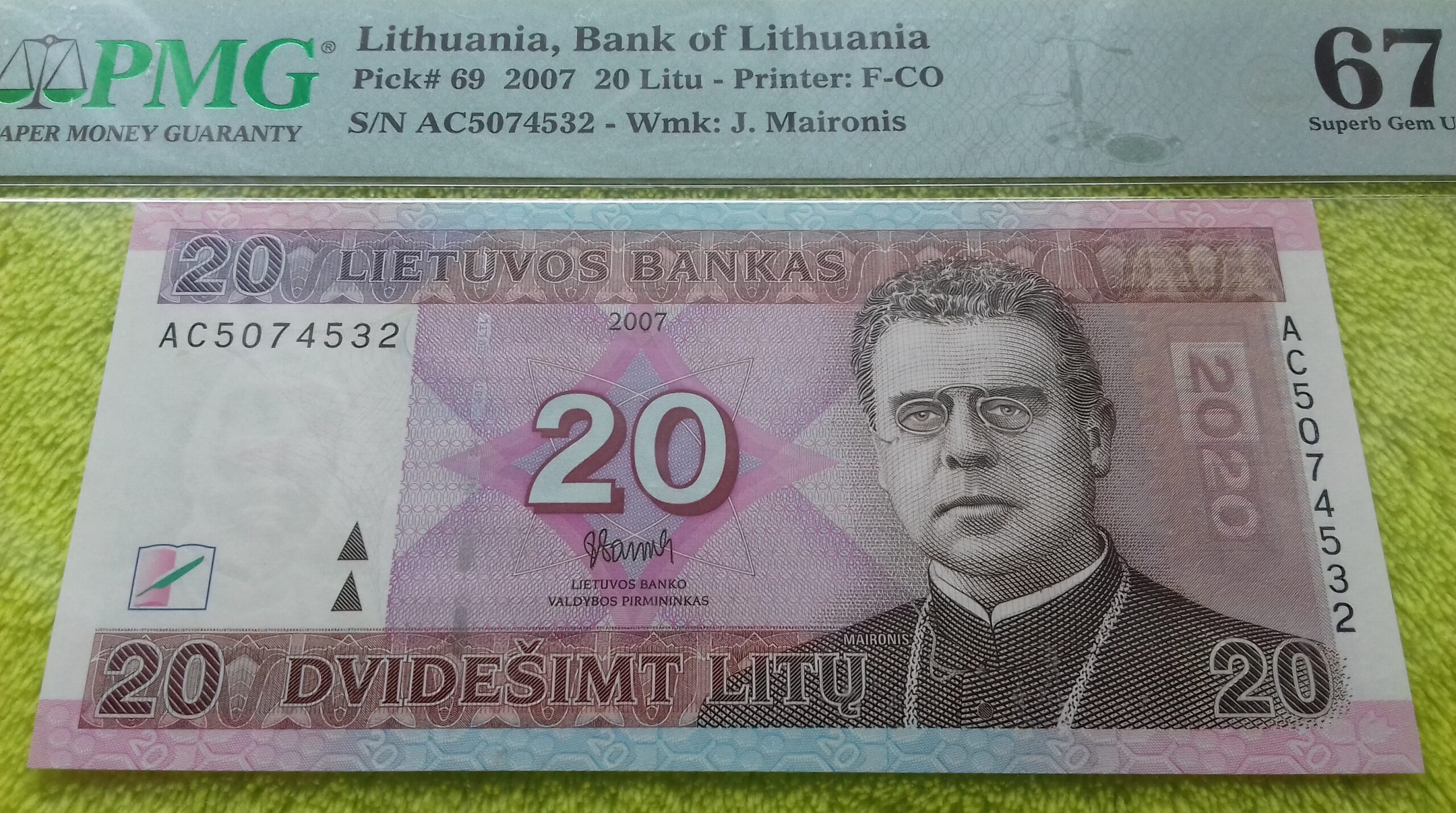 2007 20 litų UNC 67 - Image 2