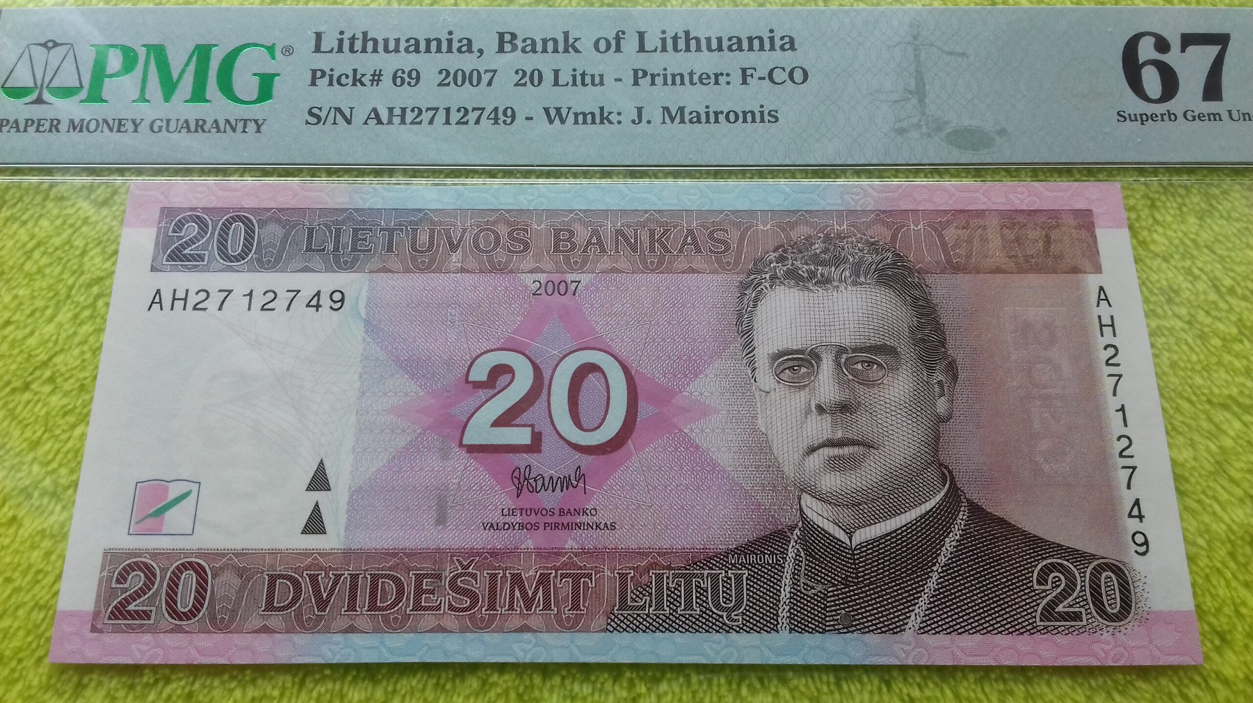 2007 20 litų UNC 67 - Image 2